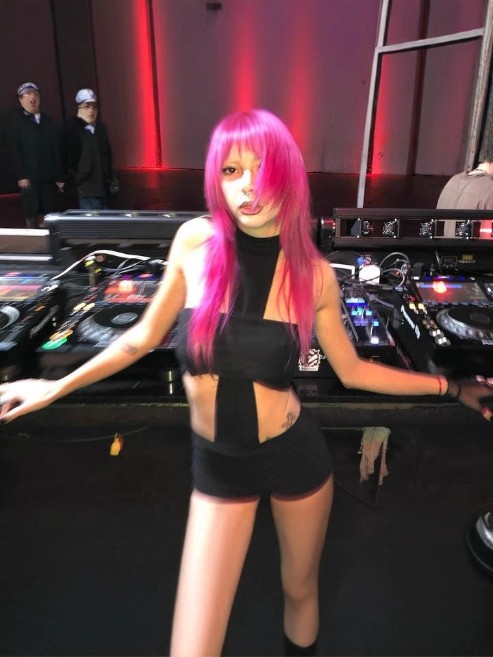 Halter Neck Cutout Bodycon 2 Piece Outfit Women Sexy Club Shorts Set