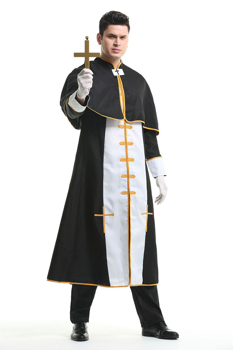 Halloween Men Priest Father Cosplay Religious Robe Carnival Party Sets