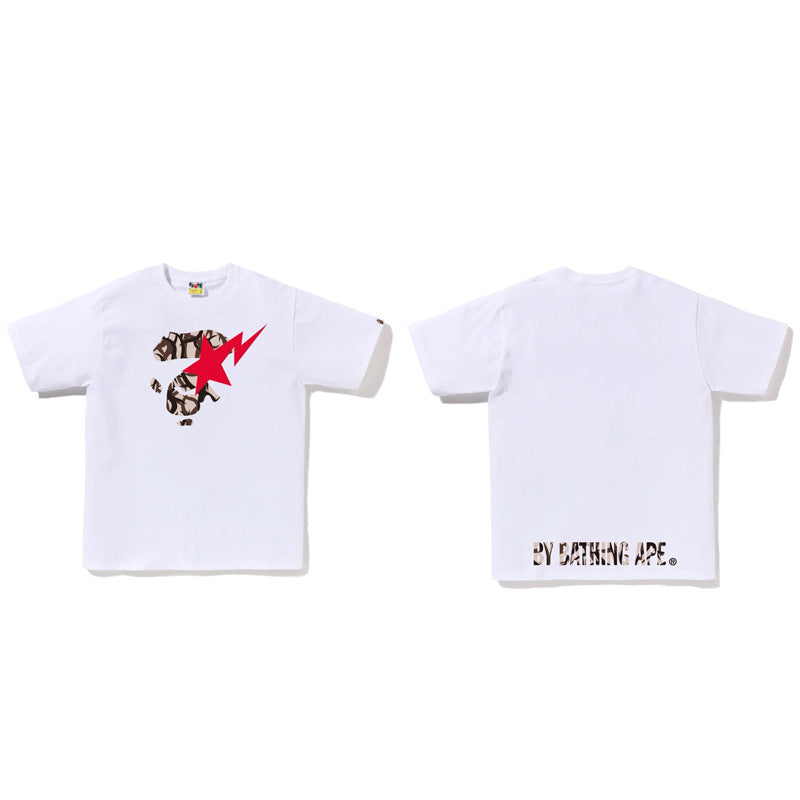BAPE Ape Head Shark Print Unisex Casual T-Shirt