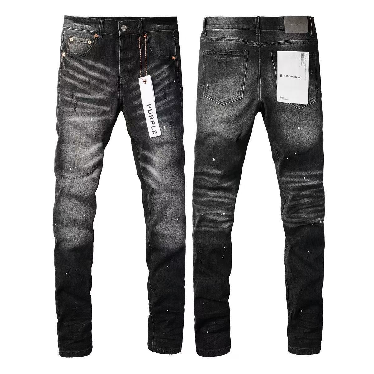 Purple Brand Men Stretch Skinny Ripped Printed Embroidered Denim Jeans