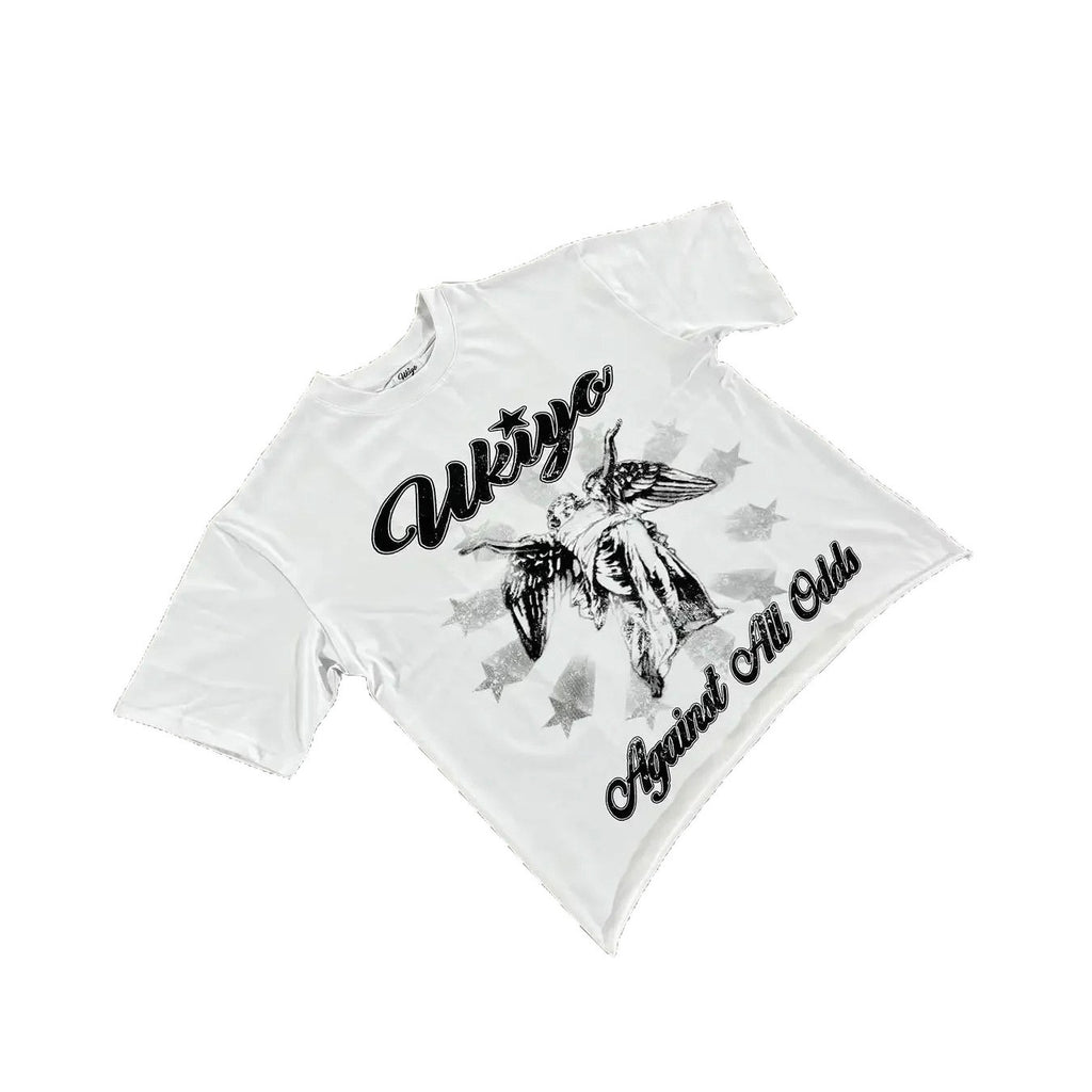Ukiyo Infamouss Style Vintage Newspaper Graphic Oversized Cotton Tee