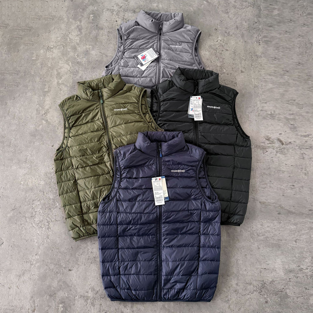 Montbell Plasma Down Vest Stand Collar Zip Ultralight Warm Gilet