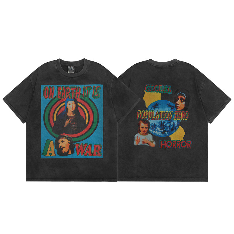 Saint Michael Vintage Washed Distressed Hole Loose Streetwear T-Shirt