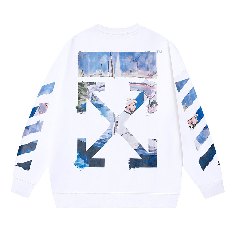 Off-White Multi Graphic Arrow Logo Unisex Crew Neck Sweatshirt