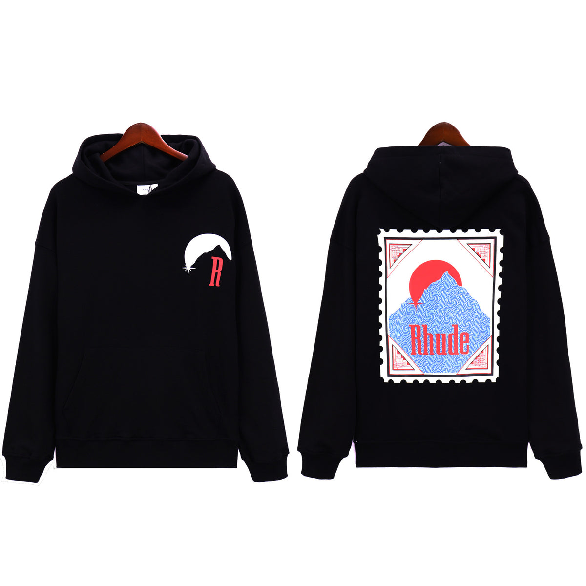 Rhude Cartoon Letter Hoodie Streetwear Cotton Pullover Sweatshirt