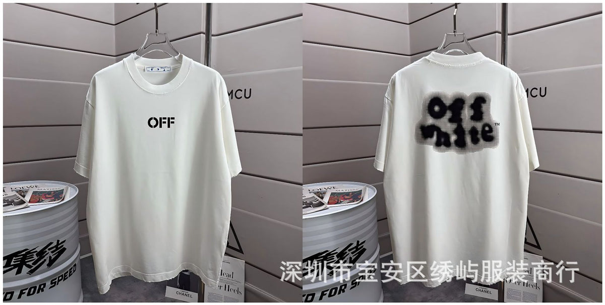 Off-White Washed Distressed Crew Neck Short Sleeve T Shirt Unisex