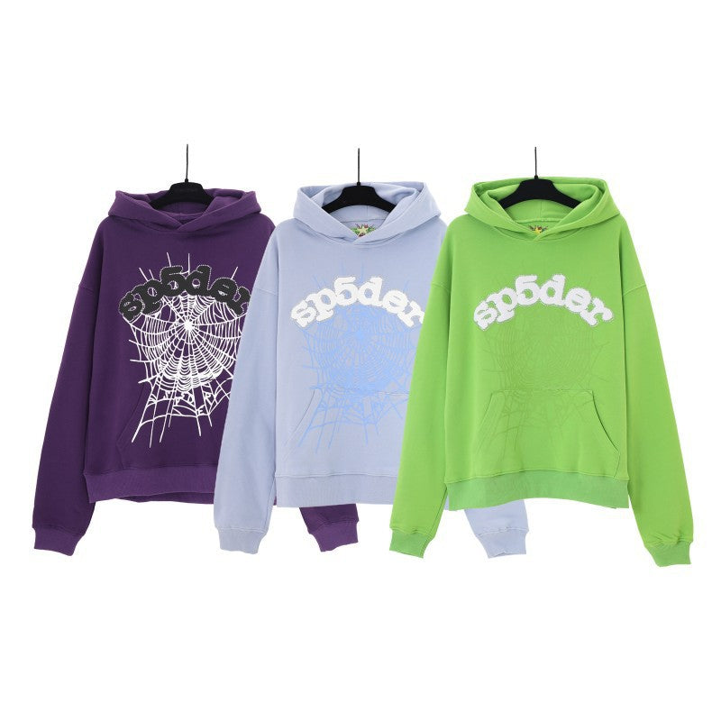 Sp5der Foam Print Spider Web Hoodie Sweatshirt Jogger Pants Set
