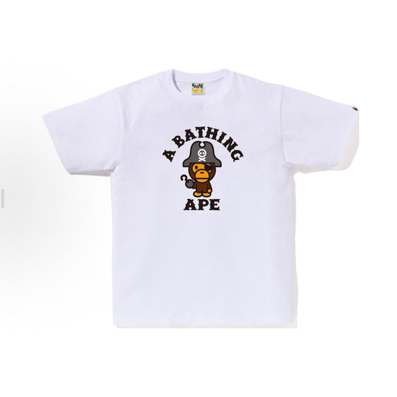 BAPE Ape Head Shark Print Loose Casual Unisex Short Sleeve T-Shirt