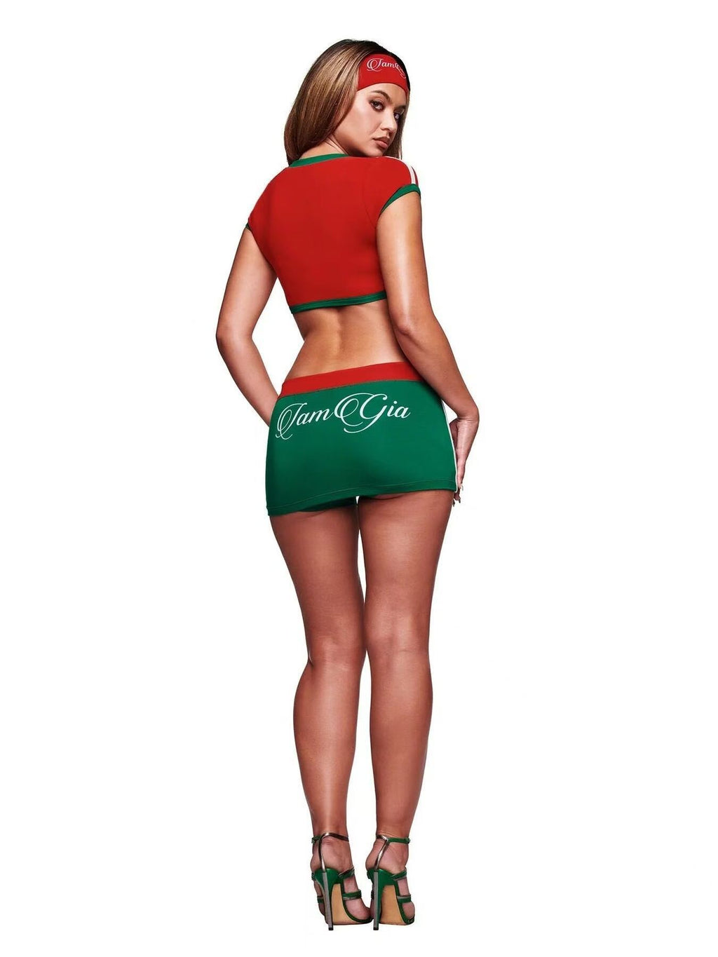 I.AM.GIA Contrast Trim V Neck Crop Top Mini Skirt 2 Piece Set Women