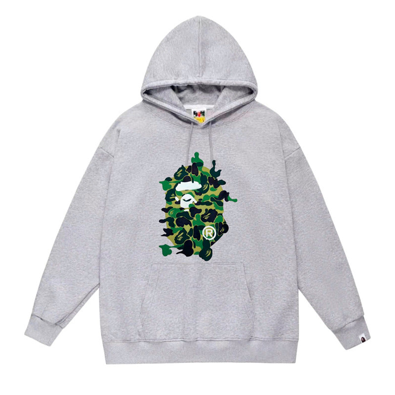 BAPE Ape Head Graphic Hoodie Camo Print Loose Cotton Pullover