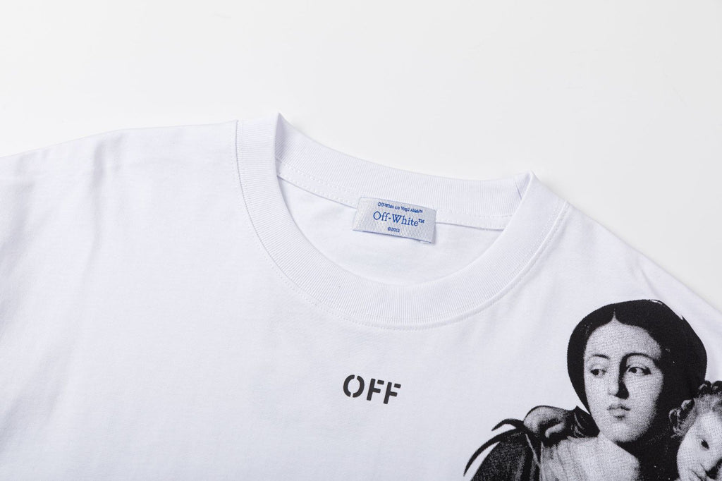 Madonna Oil Painting Graphic Print Crew Neck Short Sleeve T Shirt