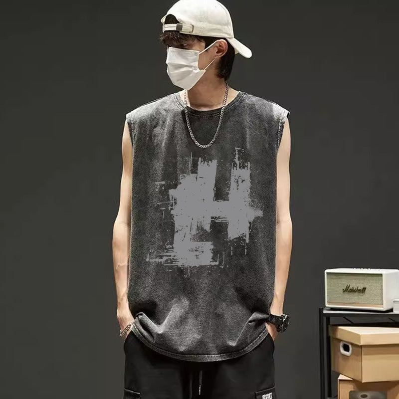 Vintage Washed Tank Top Graphic Loose Hip Hop Summer Sleeveless Vest