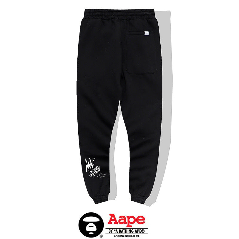 BAPE Aape Ape Face Print Cuffed Jogger Sweatpants Unisex
