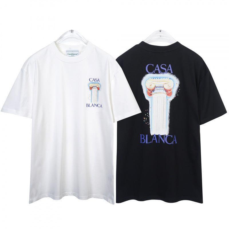 Casablanca Casa Letter Art Print Crew Neck Short Sleeve Tee Unisex