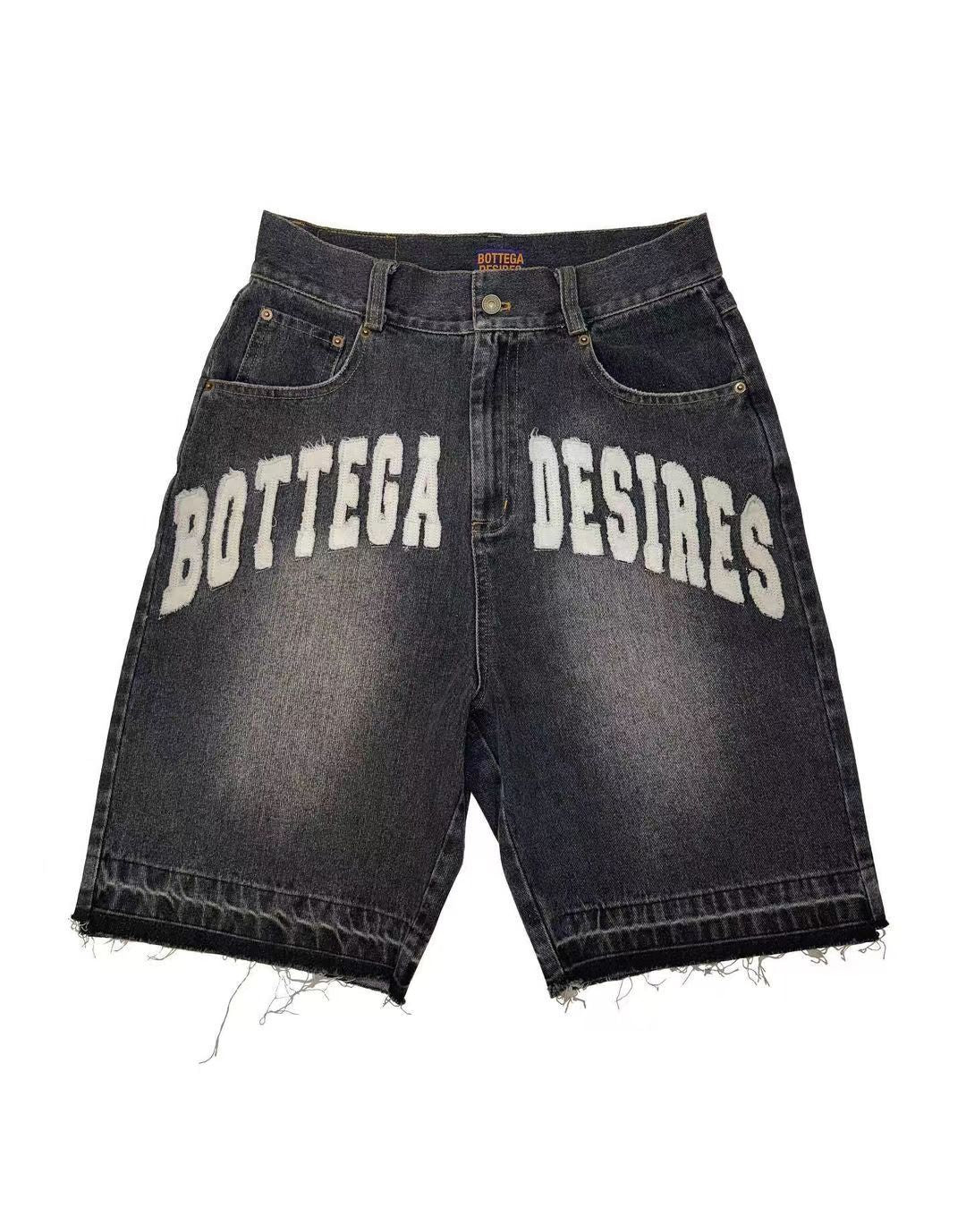 Bottega Desires Y2K Baggy ausgefranste Denim Jort Shorts