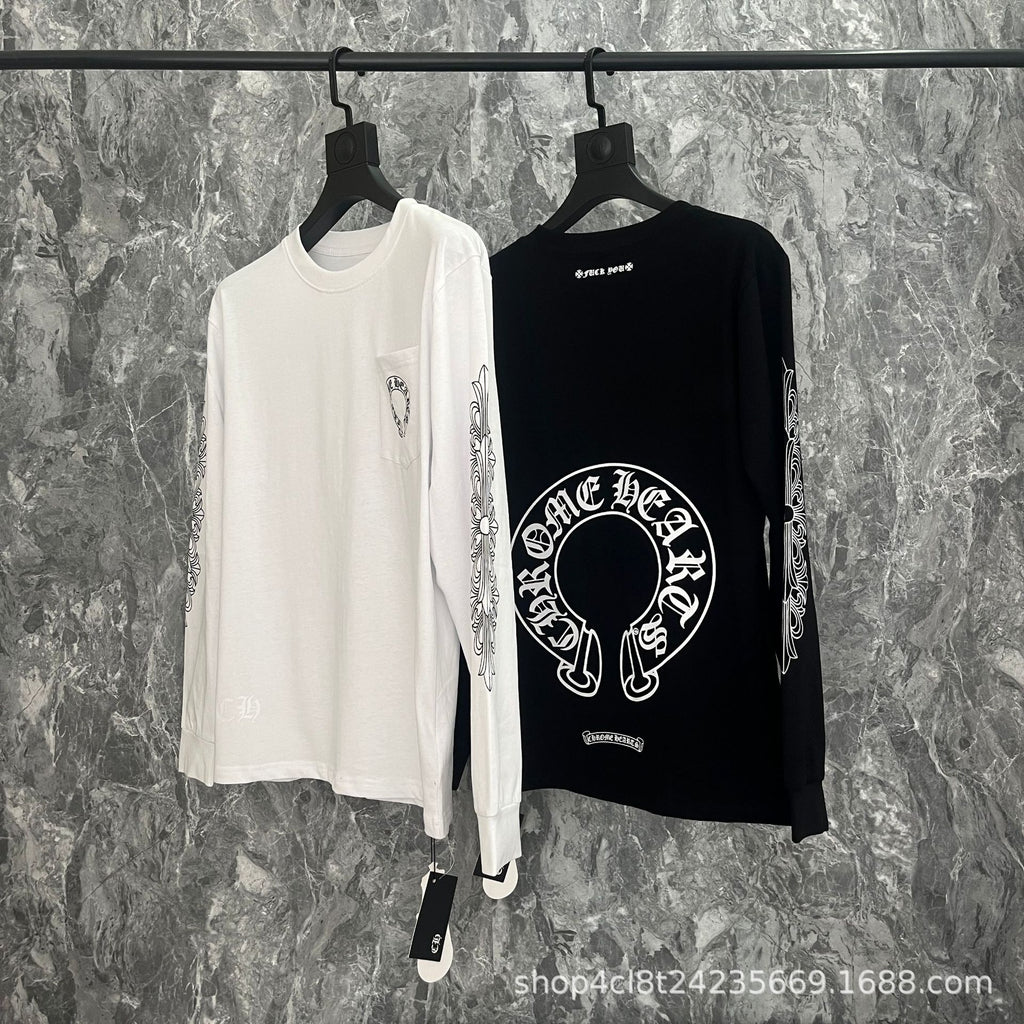 Chrome Hearts Cross Horseshoe Sanskrit Print Long Sleeve Tee Unisex