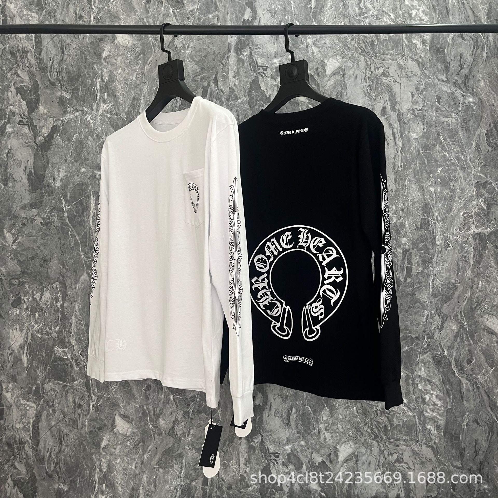Chrome Hearts Cross Horseshoe Sanskrit Print Long Sleeve Tee Unisex
