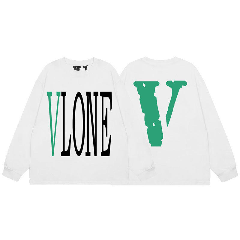 VLONE Big V Graphic Long Sleeve Tee Streetwear Cotton Oversized Shirt