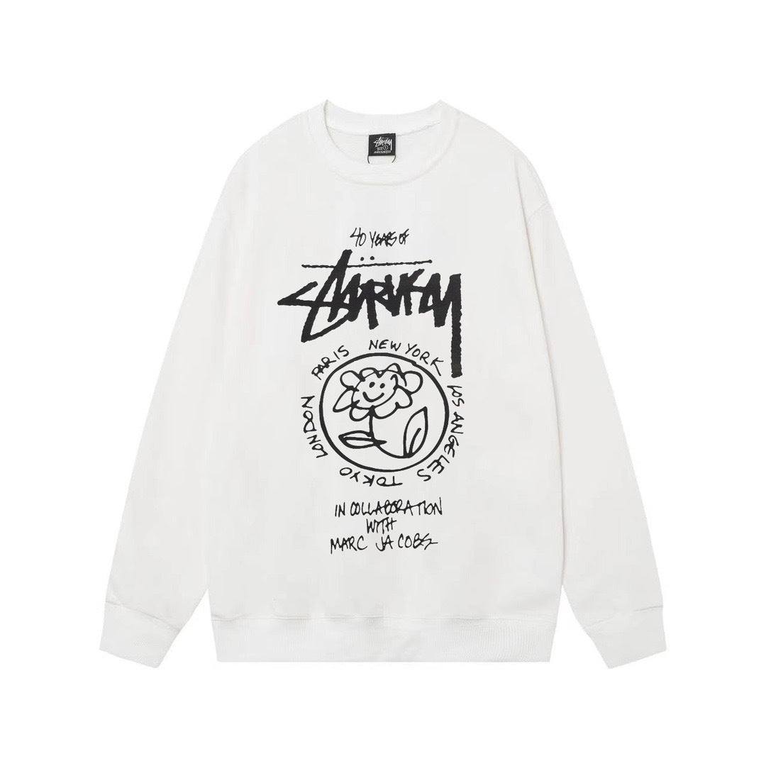 Stussy Graphic Crewneck Sweatshirt 8 Ball Dice Street Casual Pullover