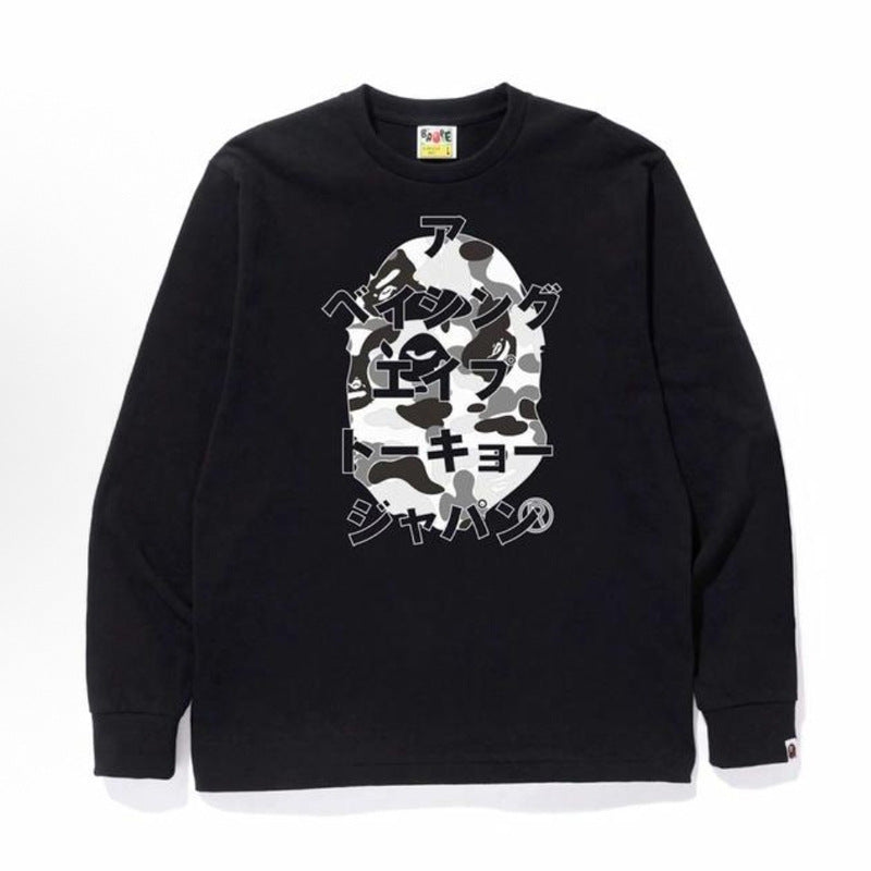 Bape Baby Milo Camo Ape Head Graphic Oversized Long Sleeve Tee Street