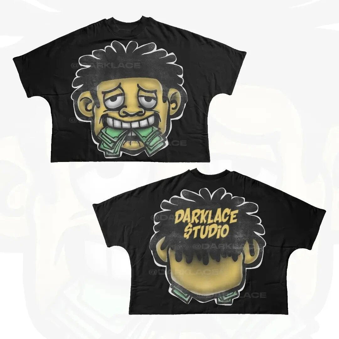 Y2K Punk Cartoon Hip Hop Grafik Unisex Oversized Streetwear Baumwoll-T-Shirt