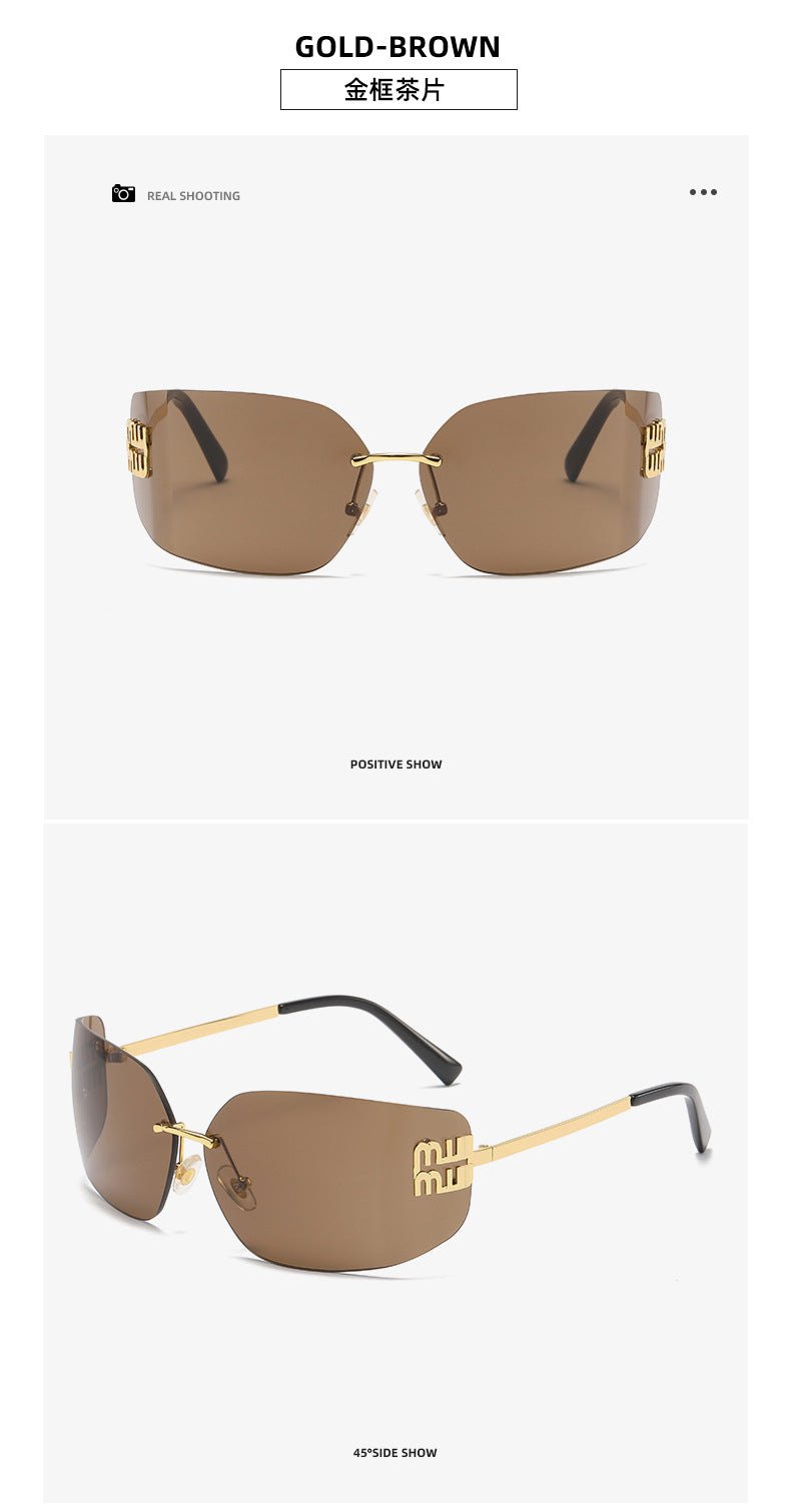 Miu Miu MU 54YS Runway Y2K Rectangle Rimless Womens Sunglasses