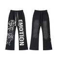 MIXED EMOTION Cupid Letter Print Casual Flare Pants Unisex