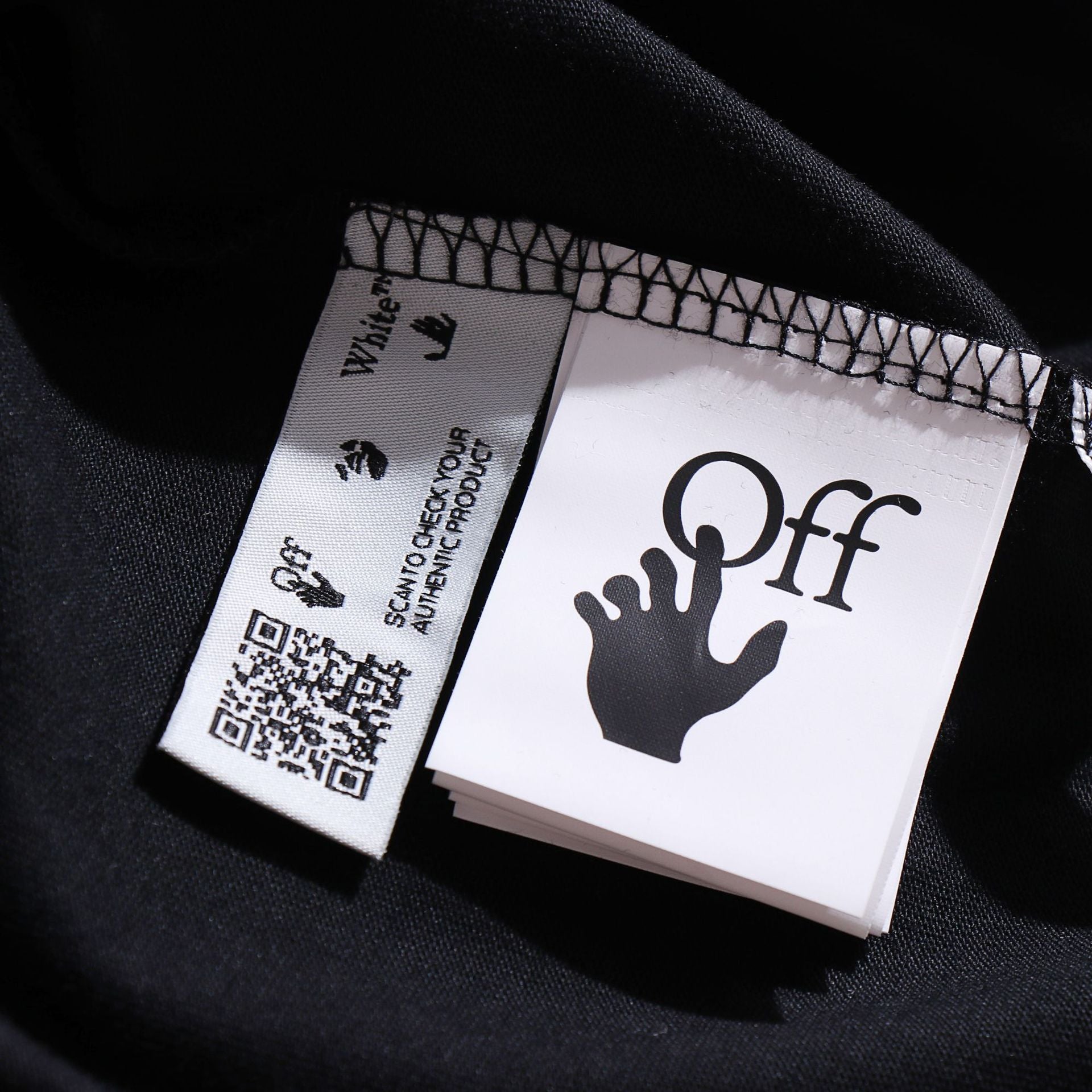 Off White Arrow Hand Letter Graphic Crew Neck Short Sleeve T Shirt