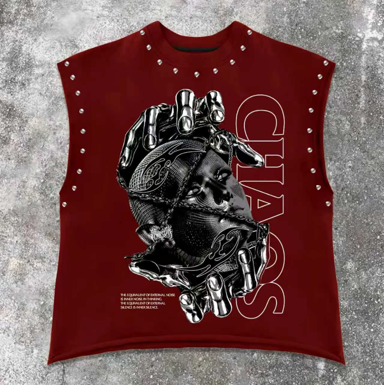 Vintage Letter Number Graphic Rivet Sleeveless Loose Vest Top Women