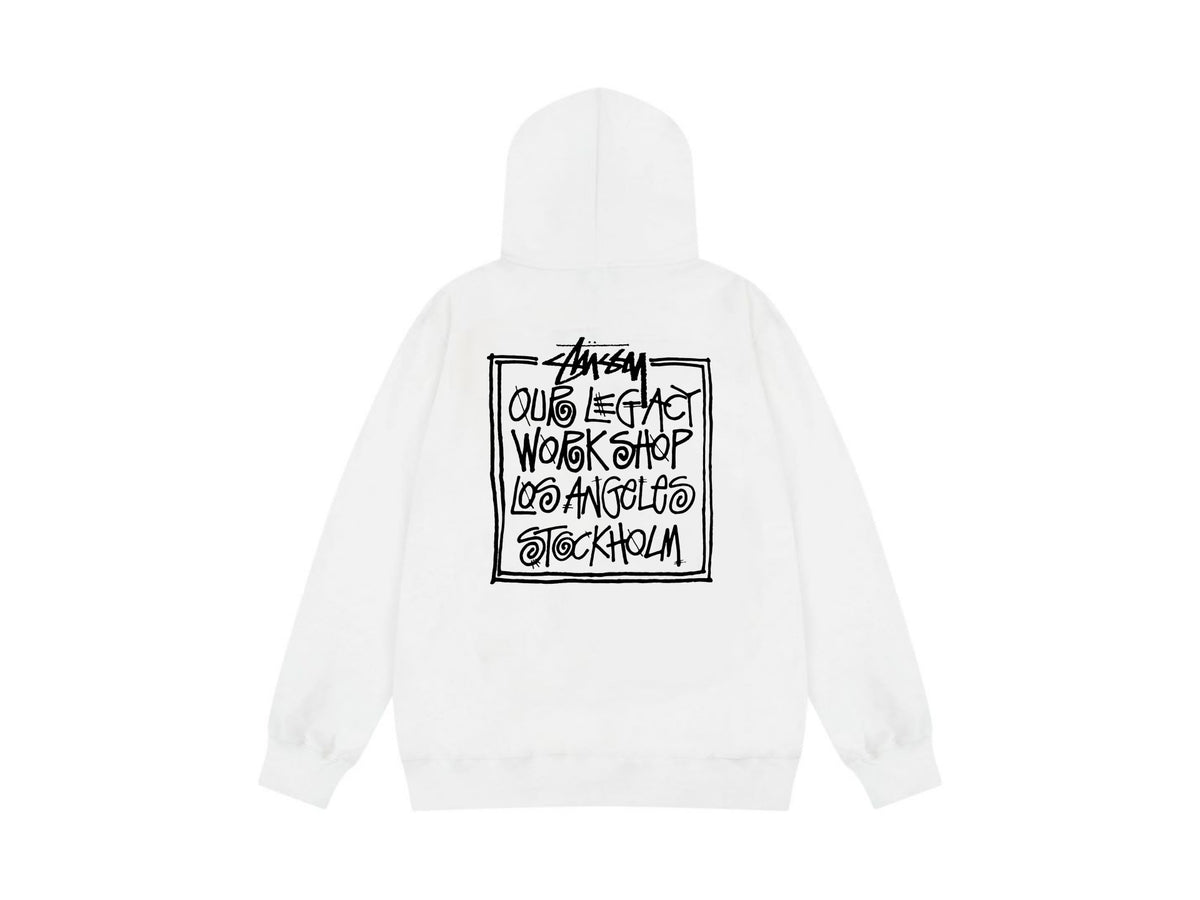 Stussy Zip Up Hoodie Multi Graphic Letter Print Streetwear Jacket