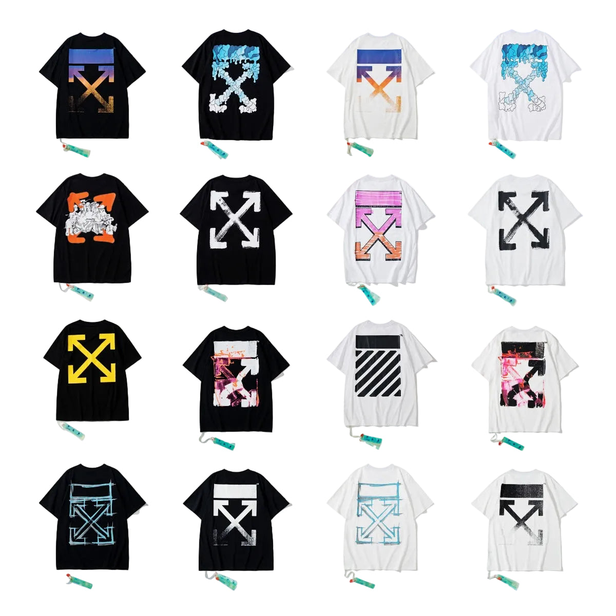 Off White Arrow Gradient Graphic Short Sleeve Tee Streetwear Unisex