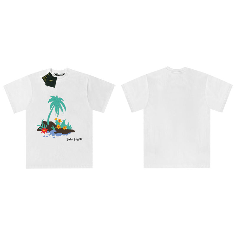 Palm Angels Graphic Print Tee Loose Crew Neck Streetwear T-Shirt