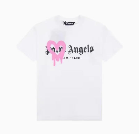 Palm Angels Heart Letter Graphic Short Sleeve Tee Streetwear Unisex