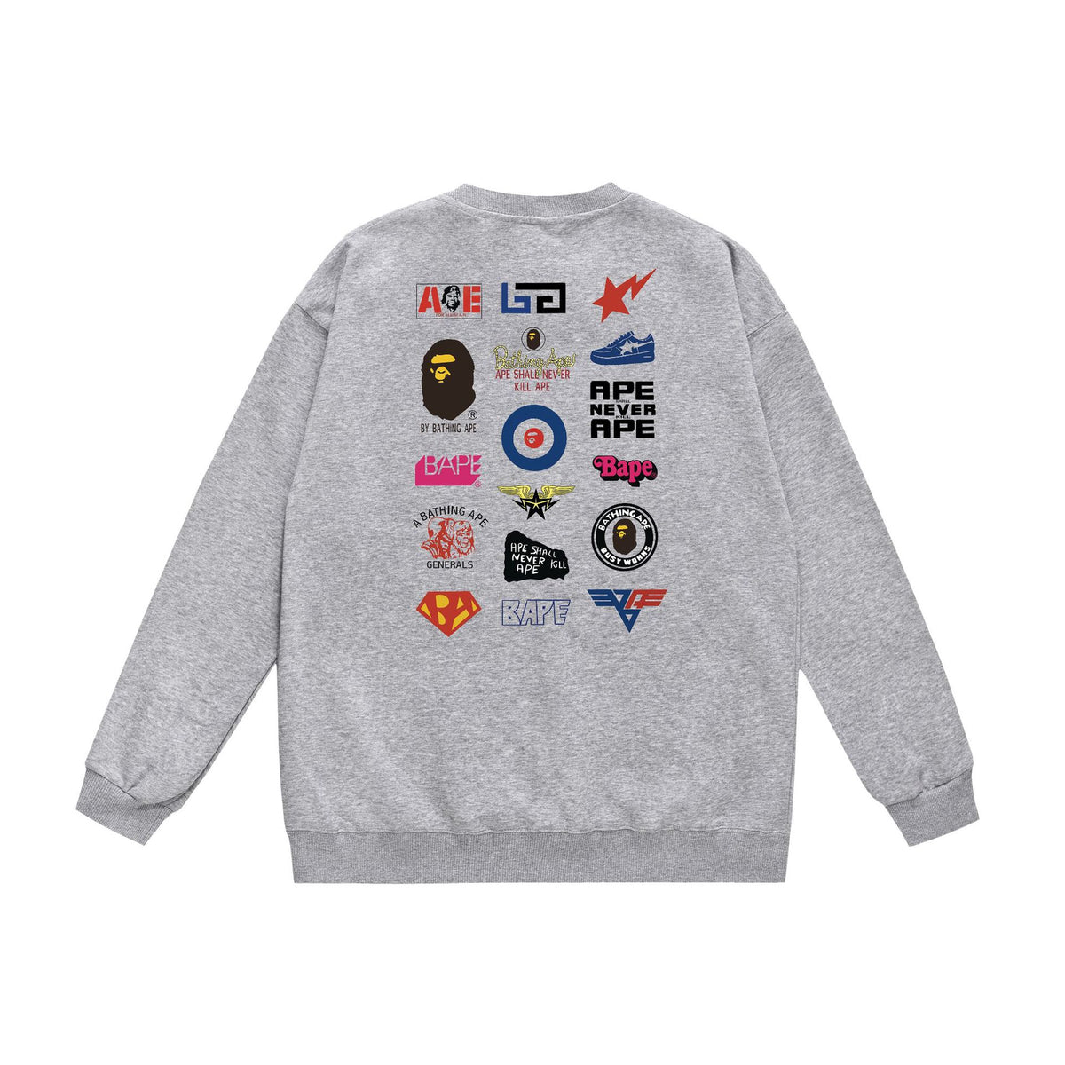 BAPE Crewneck Sweatshirt Ape Head Multi Graphic Street Pullover