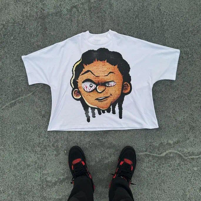 Y2K Anime Cartoon Grafik Unisex Oversized Streetwear Baumwoll-T-Shirt