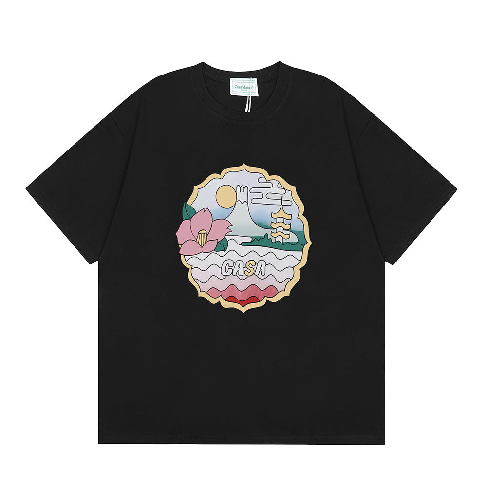 Casablanca Vintage Logo Print Loose Short Sleeve T Shirt Unisex Y2K