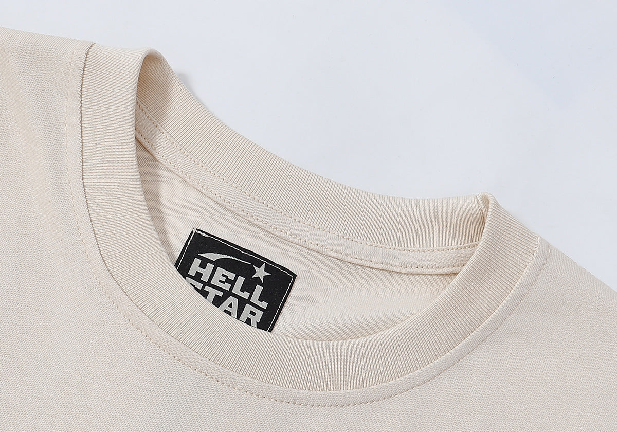 Hellstar Series Vintage Graphic Print Loose Unisex Streetwear T-Shirt
