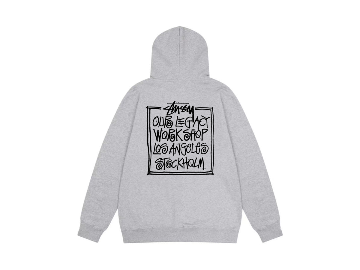 Stussy Zip Up Hoodie Multi Graphic Letter Print Streetwear Jacket