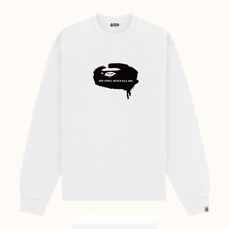 Bape Multi‑Ape‑Head Graphic Oversized Long Sleeve Tee Streetwear