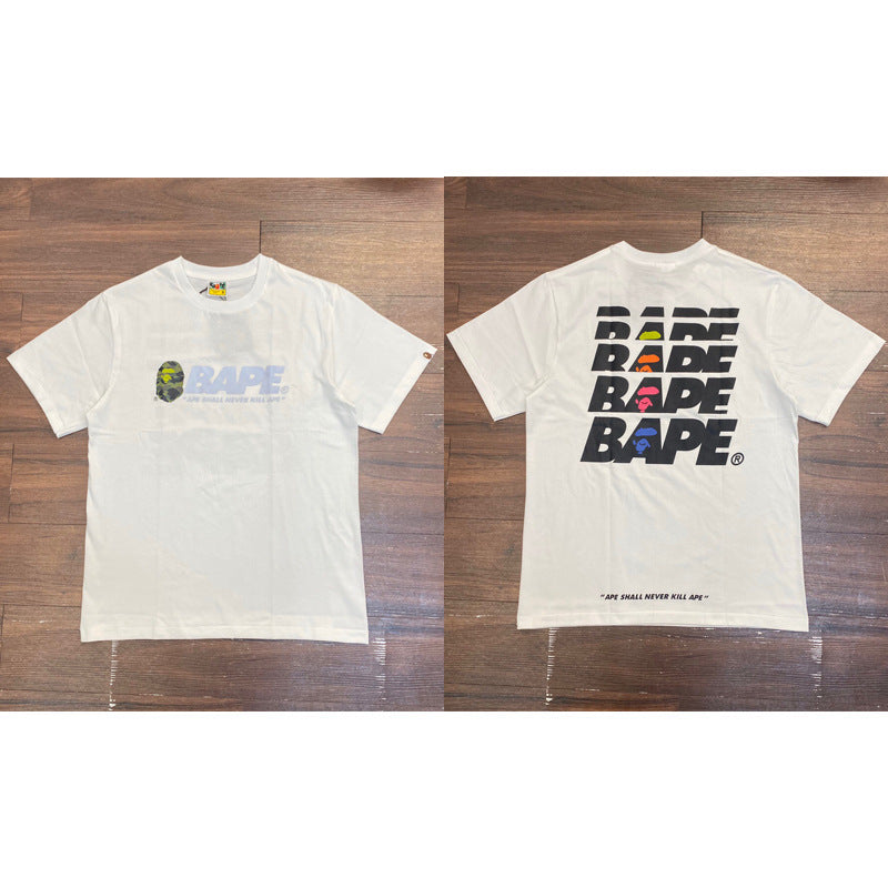 BAPE Ape Shark Graphic Print Loose Unisex Heavyweight Cotton T-Shirt