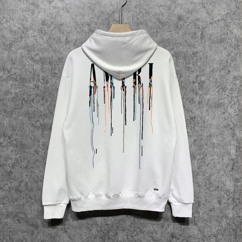 Amiri Paint Drip Logo Hoodie Men Oversized Streetwear Pullover