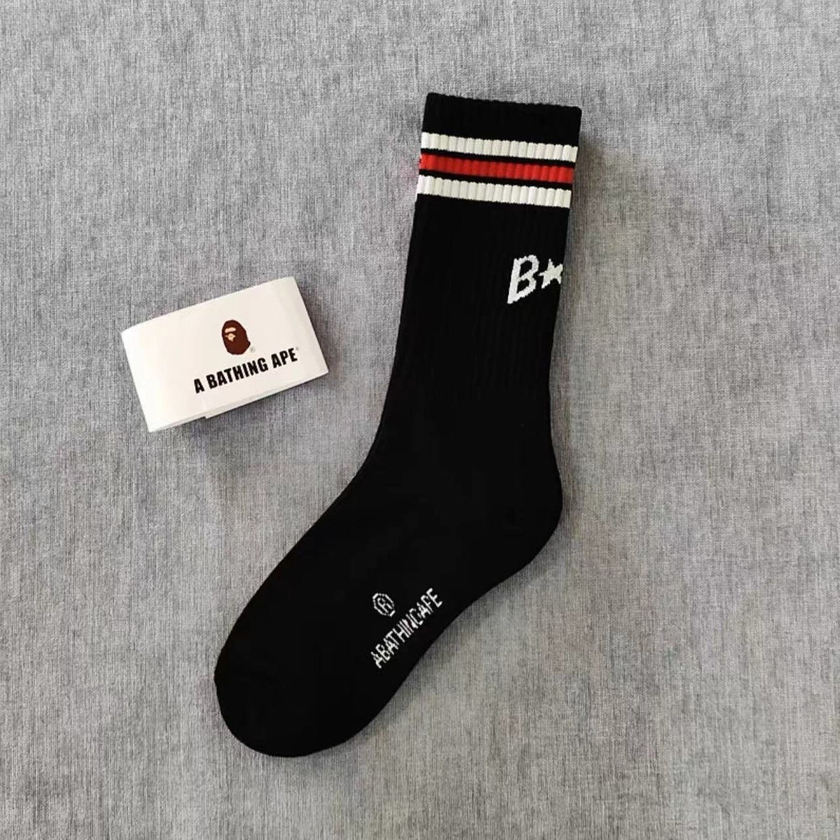 BAPE Ape Head Ribbed Crew Socks Multi Graphic Prints