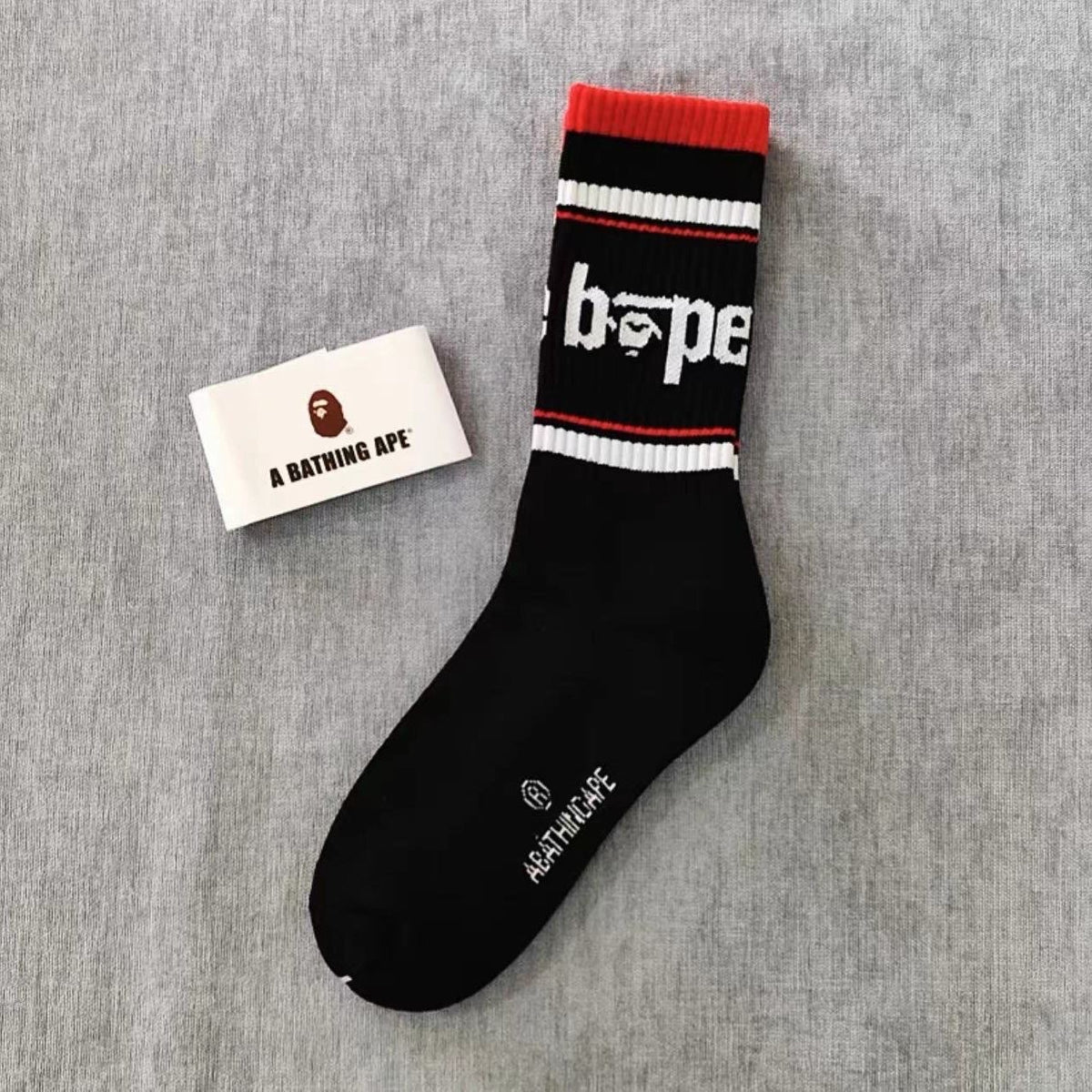 BAPE Ape Head Ribbed Crew Socks Multi Graphic Prints