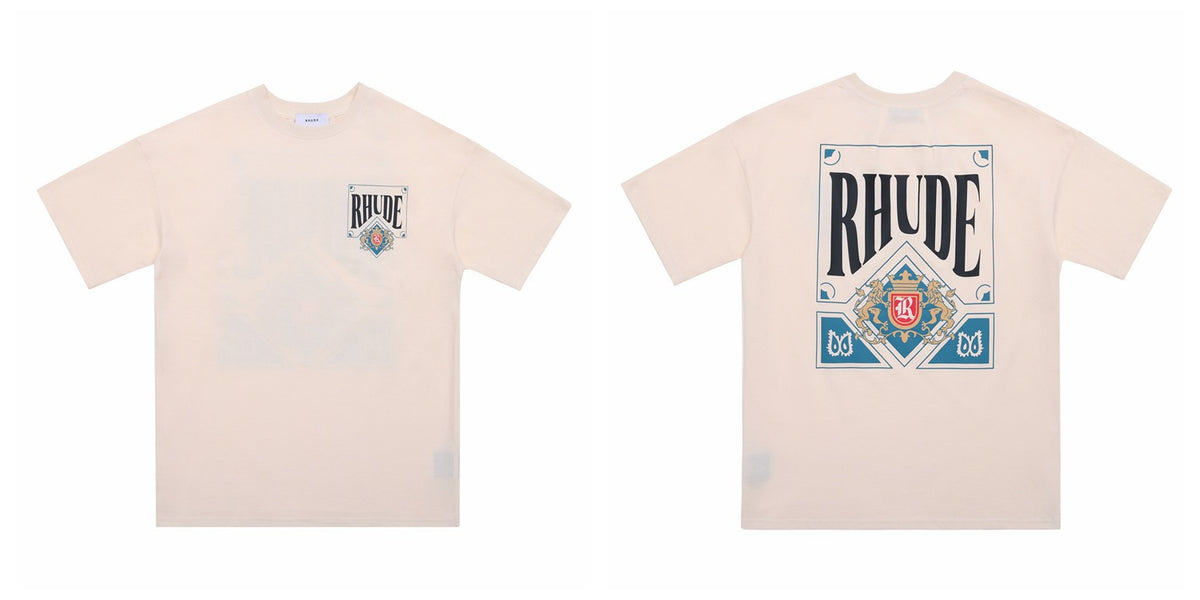 Rhude Graphic Tees Vintage High Street Loose Couple Crew Neck T-Shirt