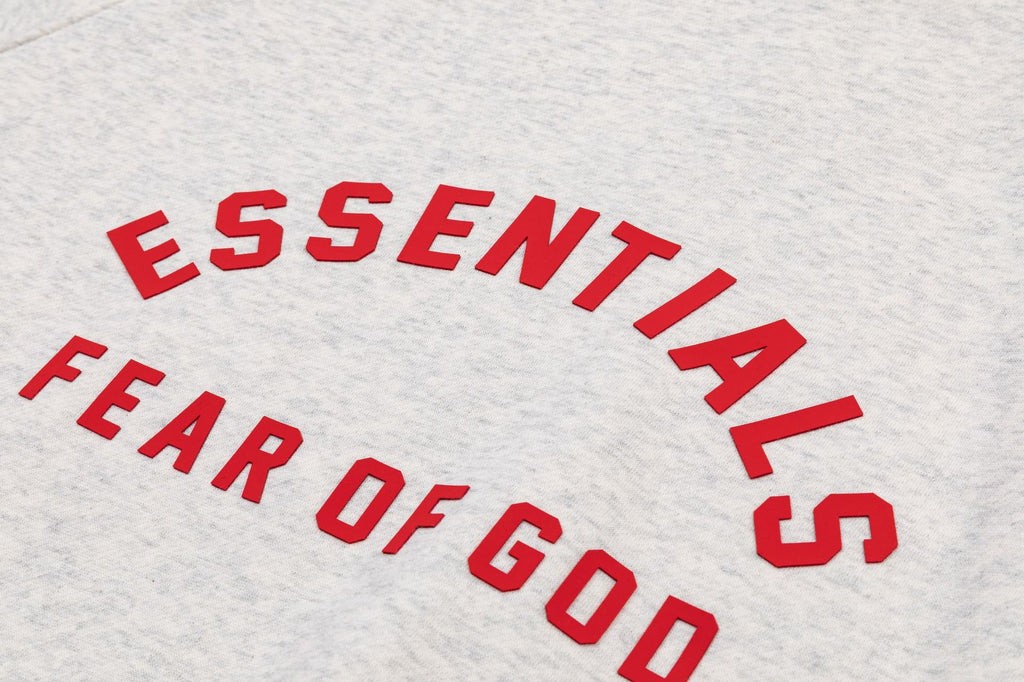 Fear Of God Essentials Red Rubber Letter Pullover Hoodie Unisex