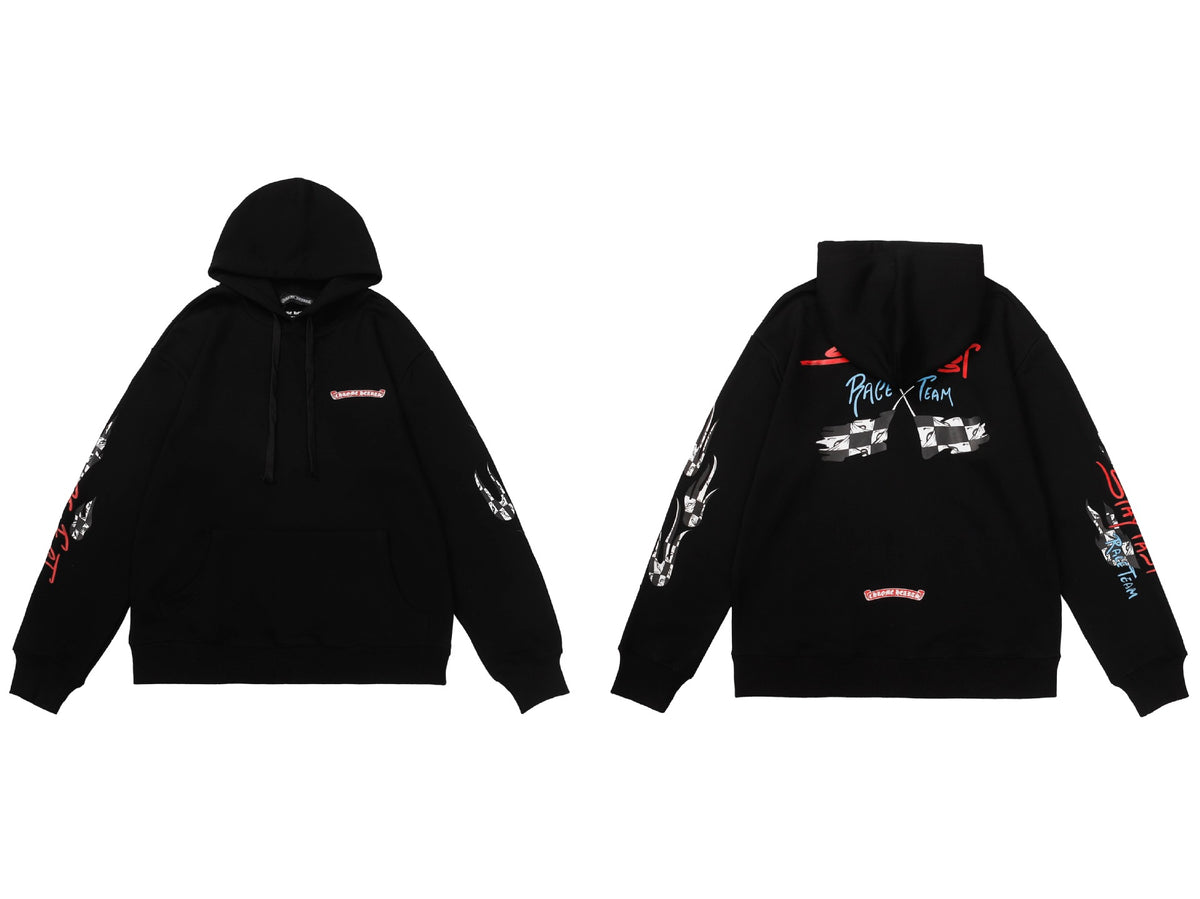 Chrome Hearts Horseshoe Cross Hoodie Goth Streetwear Graphic Pullover