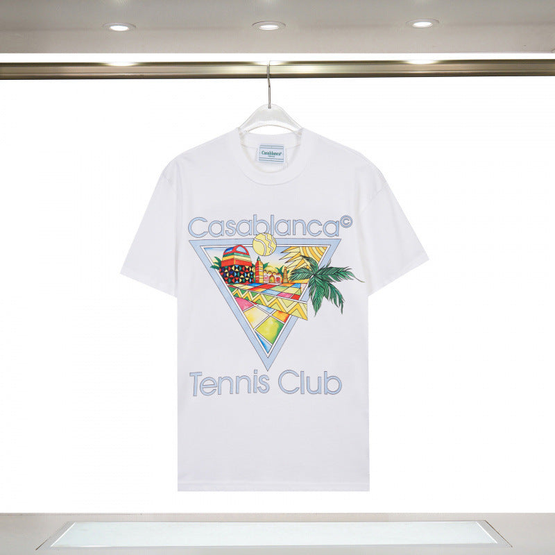 Casablanca Casa Letter Art Print Crew Neck Short Sleeve Tee Unisex