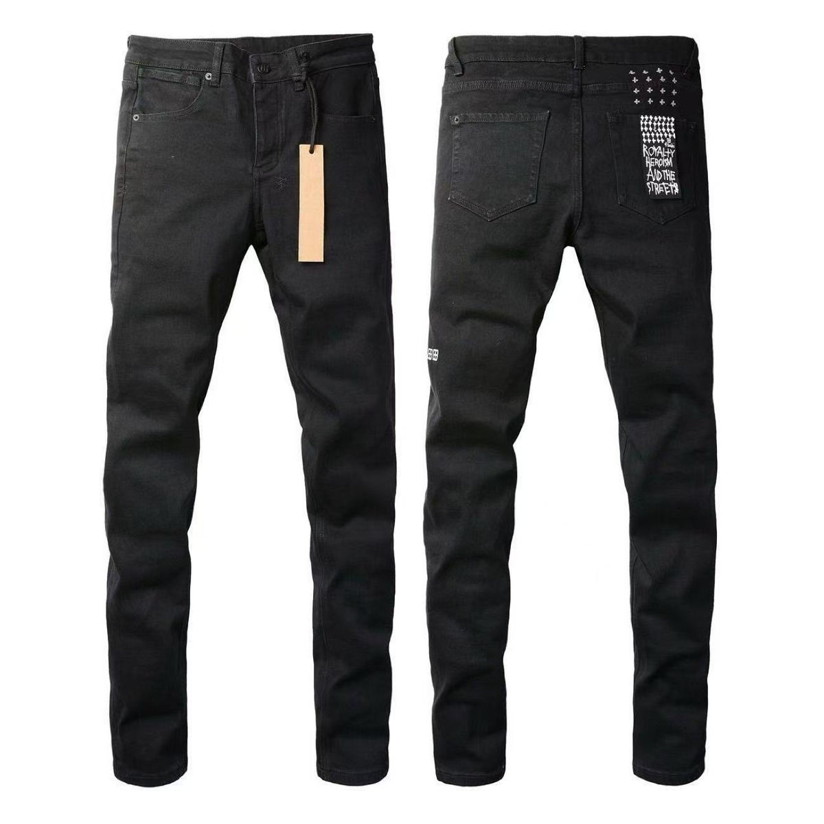 Purple Brand Men Stretch Skinny Ripped Printed Embroidered Denim Jeans