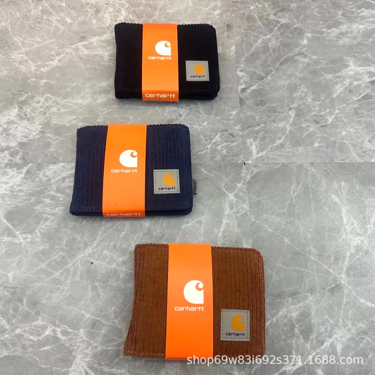 Carhartt Patch Logo Bifold Wallet Canvas Corduroy Paisley Card Holder