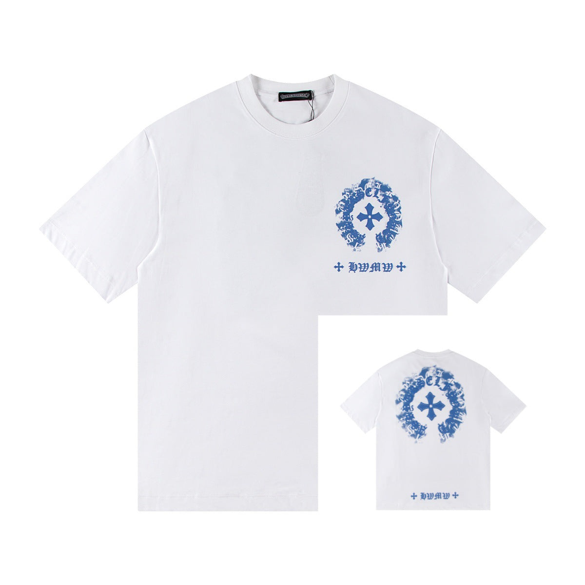 Chrome Hearts Color Sanskrit Cross Horseshoe Print Short Tee Unisex